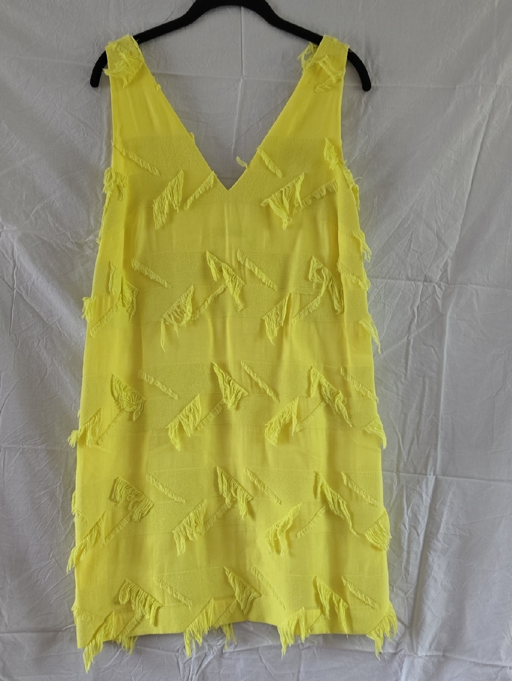Maeve Bright Yellow V-Neck Fringe Shift Dress